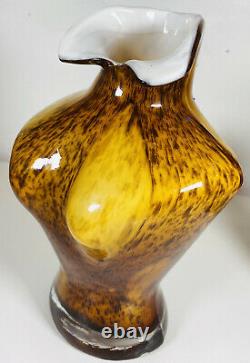 Stunning Large Art Glass Female Bust Vase Tortoise Shell Design Ornamental Torso