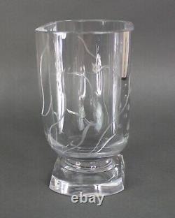 Stunning Lars Kjellander Swedish Art Deco Mermaid Etched Crystal Art Glass Vase