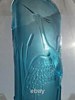 Stunning Libochovice Art Deco Glass Vase Cranes Storks c. 1930 S. Reich & Co