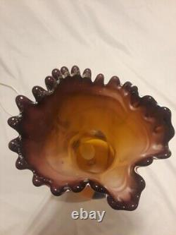 Stunning MCM Baijan style lighted hand blown art glass vase orange and blue