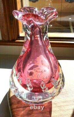 Stunning Murano Pink Glass Art Vase