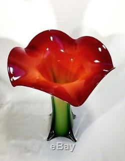 Stunning! Pair (2) Murano Venetian Art Glass Vase Calla Lily Jack in The Pulpit