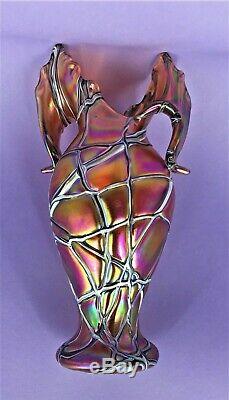 Stunning Palme Koenig Art Nouveau Loetz Style Glass Vase Great Form Exc Cond