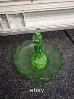 Stunning Rare Art Deco Superb Muller Schweig Uranium Centrepiece Plus Figurine