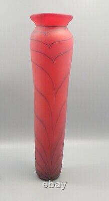 Stunning Tall Will Shakspeare Art Glass Vase, Orange, British Art Glass 39cm