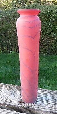 Stunning Tall Will Shakspeare Art Glass Vase, Orange, British Art Glass 39cm