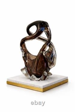 Stunning Vintage Murano Style Cased Glass Basket Bowl £550 Large Heavy Brown