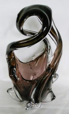 Stunning Vintage Murano Style Cased Glass Basket Bowl £550 Large Heavy Brown