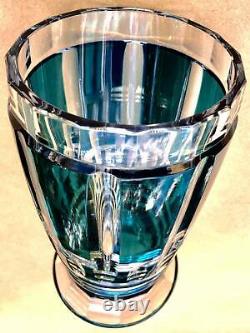 Stunning Vintage Val St. Lambert Art Glass Dark Teal Vase by Charles Graffart