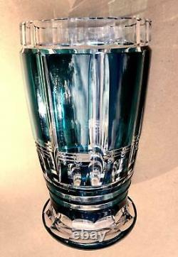 Stunning Vintage Val St. Lambert Art Glass Dark Teal Vase by Charles Graffart