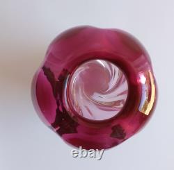 Stunning vintage ombre pink twisted art glass sculptural vase hand blown