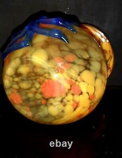 Superb 1930's Czech/Bohemian multicoloured art deco style glass vase