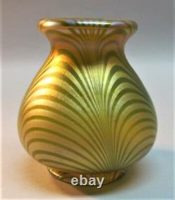 Superb 4 QUEZAL ART NOUVEAU MINIATURE Art Glass Vase Loops c. 1910 antique