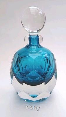 Superb British Studio Glass Facet Cut Diamond Perfume bottle Jane Charles Signed