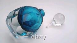 Superb British Studio Glass Facet Cut Diamond Perfume bottle Jane Charles Signed