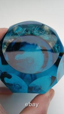 Superb British Studio Glass Facet Cut Diamond Perfume bottle Jane Charles Signed