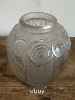 Superb French Art Deco Glass Vase by Andre Hunebelle c1930 22.5cm Tall