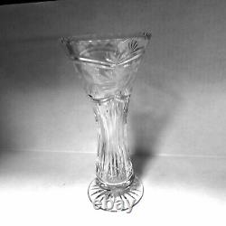 Swedish Art Crystal Glass Footed Vase Vessel Mid Century Modern 10x5 Vintage