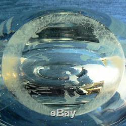 Swedish Signed Engraved Fisherman & Nets Design Art Glass Vase