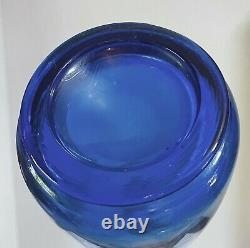 TALL Viking Art Glass Epic 28 Blue Swung Stretch Floor Vase LE Smith Vtg