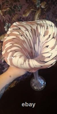 Tall Jack-in-the-Pulpit Art Glass Vase 31 Swirl Hand-Blown Murano/Studio Style