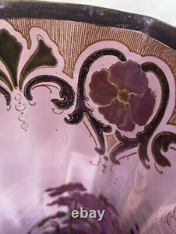 Tall Legras'Sofia' Art Nouveau Amethyst Gilded & Enamelled Poppy Glass Vase. 2