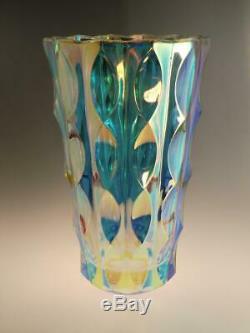 Tall Vintage Art Glass Vase Iridescent Sklo Union Mid Century Modern MCM Czech