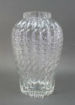 Tiffany & Co. Signed Large Heavy Oriental Swirled Crystal Art Glass Vase 13 1/4