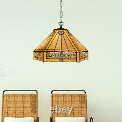 Tiffany Hexagon style Table/Ceiling Lamps 10-16 Handmade Yellow Stained Glass