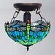 Tiffany Style Ceiling Lamp/light Green Dragonfly Art 16 Handcrafted Shade Home