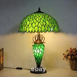 Tiffany Style Table Lamp LED Green Glass Shade Desk Lamp Bedside Lighting