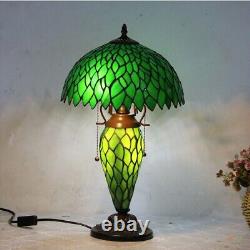 Tiffany Style Table Lamp LED Green Glass Shade Desk Lamp Bedside Lighting