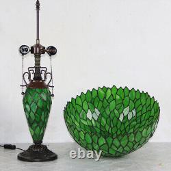 Tiffany Style Table Lamp LED Green Glass Shade Desk Lamp Bedside Lighting