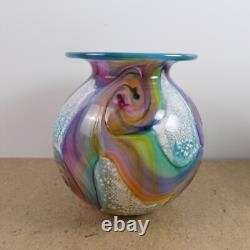 Timothy Harris Isle of Wight Art Glass Vase 5.5 Tall VGC Gemstone Pattern