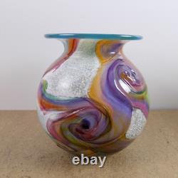 Timothy Harris Isle of Wight Art Glass Vase 5.5 Tall VGC Gemstone Pattern