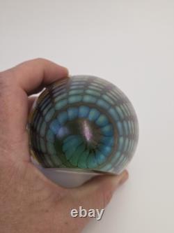 Tom Philabaum Reptilian Series Iridescent Egg Shaped Art Glass Paperweight