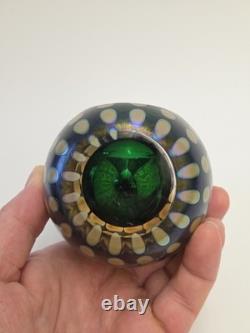 Tom Philabaum Reptilian Series Iridescent Egg Shaped Art Glass Paperweight