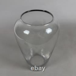 Transparent Glass Vase European Grooved Design 1980s Murano Art