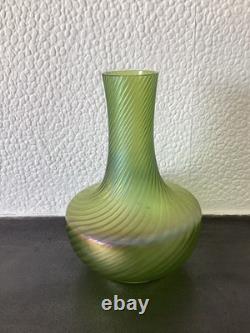 Trio of Bohemian, Art Nouveau, Iridescent Kralik Vases. Circa 1900. VGC