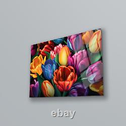 Tulip Wall Art, Colorful Wall Decor, Tempered Glass Art, Glass Printing