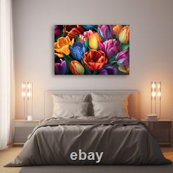 Tulip Wall Art, Colorful Wall Decor, Tempered Glass Art, Glass Printing