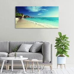 Tulup Glass Print Wall Art Image Picture 100x50cm Seychelles beach