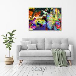 Tulup Glass Print Wall Art Image Picture 100x70cm Flowers and butterfly