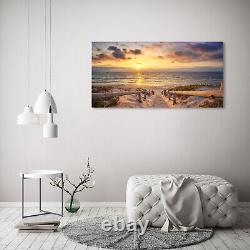 Tulup Glass Print Wall Art Image Picture 120x60cm Path to the beach
