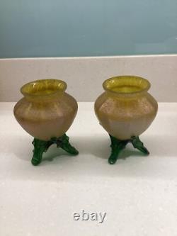 Two matching Kralik iridescent art glass Bowls