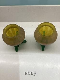 Two matching Kralik iridescent art glass Bowls