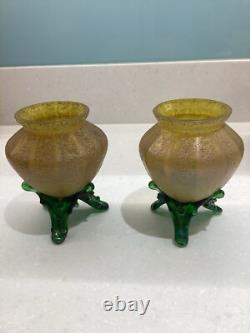 Two matching Kralik iridescent art glass Bowls