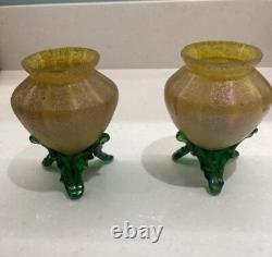 Two matching Kralik iridescent art glass Bowls