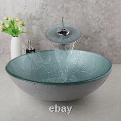 UK Art Bathroom Tempered Glass Faucet Sink Basin Tap Washing Bowl Mixer Toilet