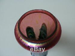 UNUSUAL RINDSKOPF ART GLASS VASE with PULLED FEATHER & OIL SPOT DECORATION